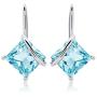 7mm Princess Cut Gemstone Drop Earrings in Sterling Silver