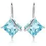 7mm Princess Cut Gemstone Drop Earrings in Sterling Silver 7mm Princess Cut Gemstone Drop Earrings in Sterling Silver