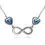 DEPHINI Infinity Necklace 925 Sterling Silver Aqua CZ Crystal Pendant Fine Jewelry Love 18 inch Rhodium Plated Silver Chain A White Cubic Zirconia