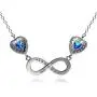 DEPHINI Infinity Necklace 925 Sterling Silver Aqua CZ Crystal Pendant Fine Jewelry Love 18 inch Rhodium Plated Silver Chain A White Cubic Zirconia