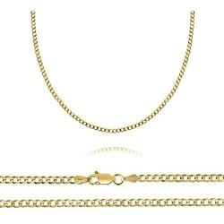 14K Solid Gold 2.5MM Curb Chain Necklace With Lobster Clasp, 16'' - 30''