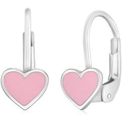 UNICORNJ Childrens 14k Gold Heart Colorful Leverback Earrings