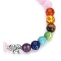 Top Plaza 7 Chakra Bead Bracelet Elephant Gifts Distance Couples Bracelets Lava Rock Stone Healing Crystals Yoga Anxiety Bracelets for Women Men