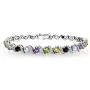 Sterling Silver Genuine, Created or Simulated Gemstone Round S Design Tennis Bracelet Sterling Silver Genuine, Created or Simulated Gemstone Round S Design Tennis Bracelet