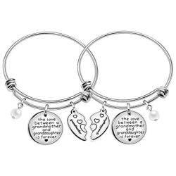 Grandmother Granddaughter Gifts Bracelets Heart Charm Bangles Women Jewelery - The Love Between Grandmother and Granddaughter Is Forever