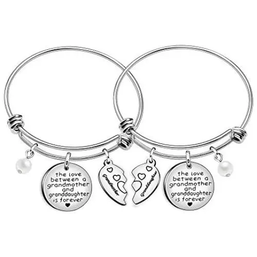 Grandmother Granddaughter Gifts Bracelets Heart Charm Bangles Women Jewelery - The Love Between Grandmother and Granddaughter Is Forever Grandmother Granddaughter Gifts Bracelets Heart Charm Bangles Women Jewelery - The Love Between Grandmother and Granddaughter Is Forever