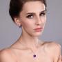 Gem Stone King 925 Sterling Silver Purple Amethyst Pendant Earrings Set For Women (7.20 Ct Cushion Cut with 18 Inch Silver Chain)