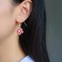 SENFAI Tiny Myosotis Forget Me Not Flower Charm Dangle Earrings Wedding Gift 3 Tone (Purple Gold)