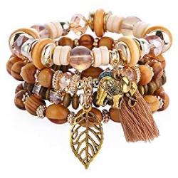 Baoqin Boho Beaded Bracelets for Women - Charm Stackable Multilayer Bracelets Gift for Women Girls Men