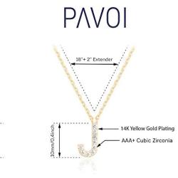 PAVOI 14K Yellow Gold Plated Cubic Zirconia Initial Necklace | Letter Necklaces for Women