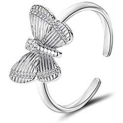 shanzuofeng Personality Metal Butterfly Ring Opening Adjustable Index Finger Ring Jewelry