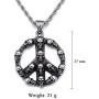 starchenie Peace Sign Pendant of Skull Necklace Stainless Steel Punk Jewelry for Men
