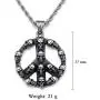 starchenie Peace Sign Pendant of Skull Necklace Stainless Steel Punk Jewelry for Men