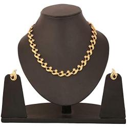 Crunchy Fashion Bollywood Style Gold Plated Party Wear Traditional Indian Crystal Jewelry Necklace and Earrings Set