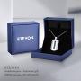 ETEVON Necklaces for Men Boys Stainless Steel Rectangle Pendant Dog Tag Ball Chain Necklace for Son Birthday Jewelry Gifts for Boyfriend Husband Dad