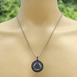 Norse Viking Celtic Jewelry Valknut Odin Elder Futhark Rune Protection Amulet Unisex Boys Mens Pendant Necklace Charm for men w silver ball chain