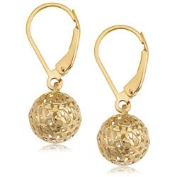 KoolJewelry Real 10k Yellow Gold White Gold or Rose Gold Filigree Ball Earrings Minimalist Jewelry for Women