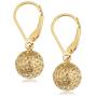 KoolJewelry Real 10k Yellow Gold White Gold or Rose Gold Filigree Ball Earrings Minimalist Jewelry for Women