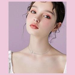 S925 Sterling Silver Jewelry Sideways Cross Choker Necklace