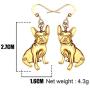 WEVENI Alloy Antique Gold Silver Plated French Bulldog Earrings Dangle Drop Pet Dog Jewelry for Girls Women Ladies Gift