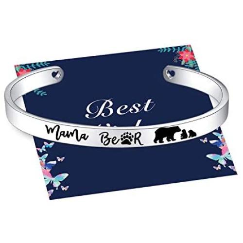 Inspirational Cuff Bracelets Personalized Gift for Grandma Mom Daughter Niece Aunt, Engraved Hidden Message Stainless Steel Bangle Crown Birthday Jewelry with Gift Box for Women Girl