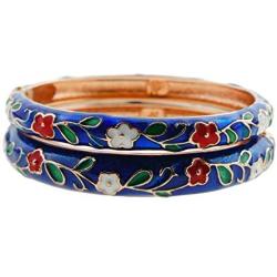 UJOY Fashion Cloisonne Jewelry Bangles Bracelets Flower Enamel Bangle Sets Gift Box for Women 55A119