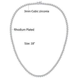 GMESME 18K White Gold Plated Cubic Zirconia Classic Tennis Necklace 18 Inch