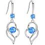 Dangle Silver Earrings for Women Girls Teens Fashion Heart Womens Drop Sparkly Earrings Gifts (Blue)