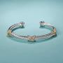 UNY Bracelet Designer Brand Inspired Antique Women Jewelry Cross Cable Wire Bangle Christmas Day Gifts (Triple Stone)