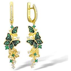 Santuzza Butterfly Drop Earrings 925 Sterling Silver Green Spinel Gold Star Flower Dangle Earring Jewelry For Women