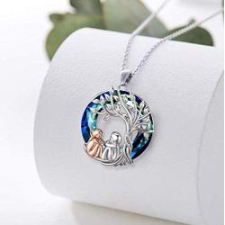 TOUPOP,Sister Gifts from Sister Sterling Silver Tree of Life Pendant Necklace with Blue Circle Crystal Jewelry Gifts for Sister Women Friend Girls Birthday Mothers Day