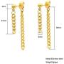 JSEA Stainless Steel Double Tassel Curb Chain Long Dangle Earrings Hypoallergenic Black Silver Gold Earring