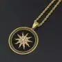 Moca Jewelry Hip-Hop Sun Flower Pendant Stainless Steel Chain Rhinestone Crystal Necklace for Men Women Moca Jewelry Hip-Hop Sun Flower Pendant Stainless Steel Chain Rhinestone Crystal Necklace for Men Women
