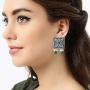 Aheli Indian Bohemian Oxidized Floral Design Crafted Stud Earrings Set Antique Ethnic Bollywood Party Wear Fashion Jewelry for Women Girls