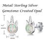 FANCIME Sterling Silver Cat/Unicorn/Elephant Stud Earrings Created Fire Opal Cute Animal Mini Tiny Dot Small Round Disc Fine Jewelry for Women Girls