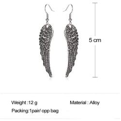 SMALLLOVE Wing Hook Earrings for Women Girls Sterling Silver Plated Vintage Long Angel Feather Charm Dangle Drop Stagement Earring