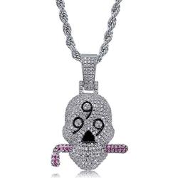 Moca Jewelry Hip Hop Iced Out Bling 999 Shantou CZ Pendant Chain White Gold Plated Necklace for Men Women