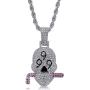 Moca Jewelry Hip Hop Iced Out Bling 999 Shantou CZ Pendant Chain White Gold Plated Necklace for Men Women