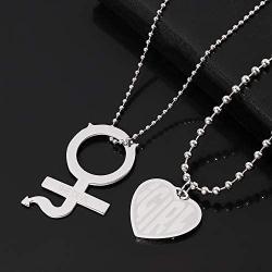 Cute iGirl Heart Pendant Necklace - Stainless Steel Double Sided Letter Necklace Harajuku Female Symbol Gothic Streetwear Ball Chain Jewelry for Girls and Women