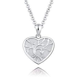 ACJFA Sterling Silver Tree of Life Memorial Jewelry Gift Love Forever in My Heart Cremation Urn Pendant Necklace for Ashes