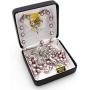 Catholic Silver Swarovski Pearl Rosary Necklace with Rose Detailed 2''L Crucifix Pendant (Italian Made)