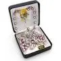 Catholic Silver Swarovski Pearl Rosary Necklace with Rose Detailed 2''L Crucifix Pendant (Italian Made)