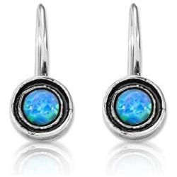 SHABLOOL Earring Sterling Silver 925 With Light Blue Cabochon Opal Gemstone Cradled Jewel Earrings Handmade Jewelry Woman Beautiful Fine Detailing An Essential Gift For Her Birthday Mothers Day