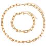 Link Chain Necklace Bracelets for Women Punk U Shape Chain Choker Necklace Statement Adjustable Link Bracelet Minimalist Party Jewelry Set