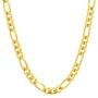 PY Bling 14K Gold White Gold Plated Flat Figaro Link Chain 4-7 mm Womens Mens Stainless Steel Necklace Jewelry 16-36 Inches