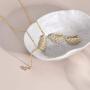 Lalynnly 14K Yellow Gold Plated Cubic Zirconia Halo Cushion Teardrop CZ Filled Coin Necklace Earring Set Gold Dainty Necklace Gift for Women Girl