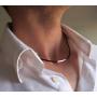 Leather Cord Necklace for Men, Mens Choker Necklace - Unisex Silver Tube Necklace - Mens Jewelry - Mens Necklace - Black Leather Choker for Him