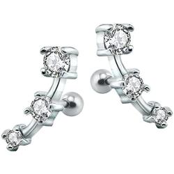 16g Sparkling Cubic Zirconia Stainless Steel Stud Earrings Tragus Helix Conch Cartilage Ear Piercing