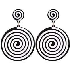 JOYID Fashion White Black Round Dangle Earrings Acrylic Simpleism Geometric Drop Earrings for Women