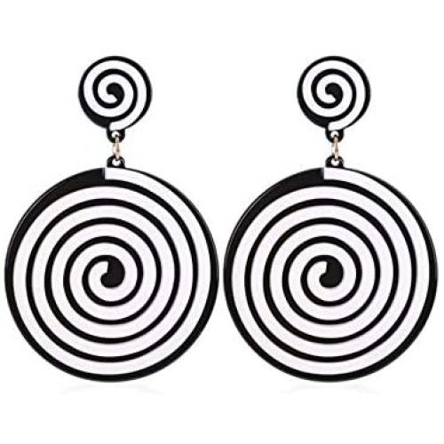 JOYID Fashion White Black Round Dangle Earrings Acrylic Simpleism Geometric Drop Earrings for Women